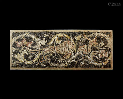 Roman Mosaic Panel with Tiger Attacking Stag