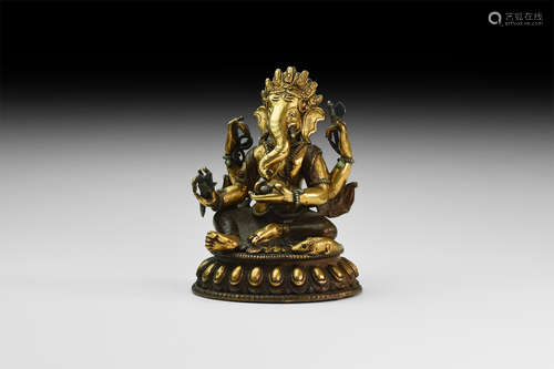 Tibetan Gilt Ganesh Figurine