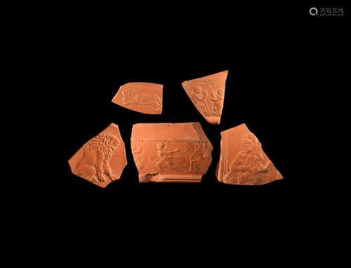 Roman Decorated Red Ware Fragment Group