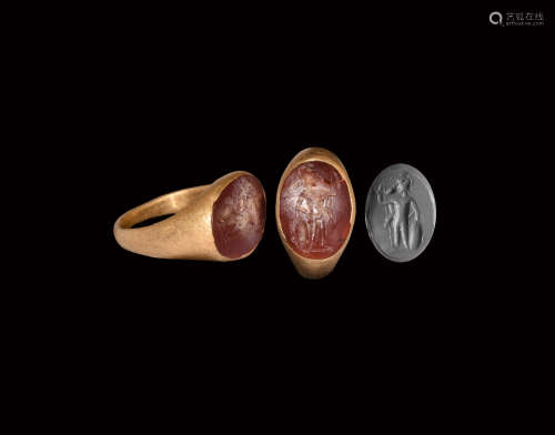 Roman Gold Ring with Mars Gemstone
