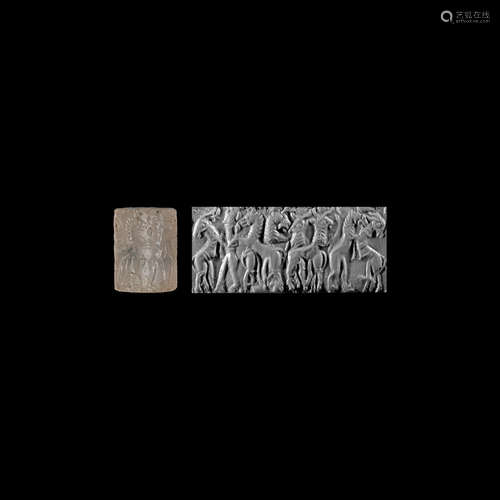 Dynastic III Cylinder Seal with Contest Scenes