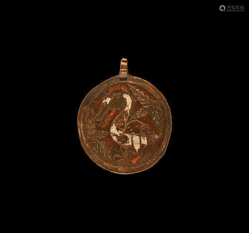 Medieval Gilt Horse Harness Pendant with Swan