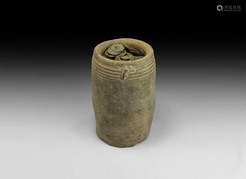 Far Eastern Hoard of Cash Coins in Vase