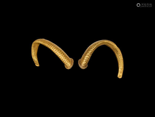 Greek Gold 'Golden Fleece' Ram-Horn Pair