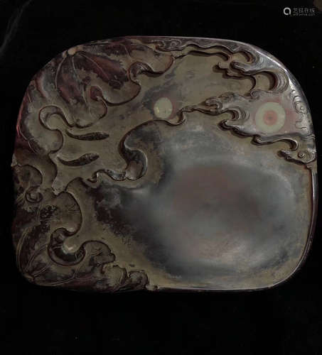 A DUAN STONE CARVED LOTUS PATTERN INK SLAB