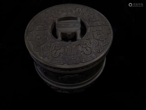 SET SONGHUA STONE CARVED CIRCLE INK SLAB