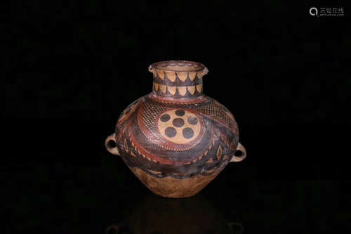 A MAJIAYAO BINAURAL POTTERY JAR