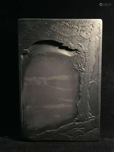 A DUAN STONE CARVED ICE PATTERN INK SLAB