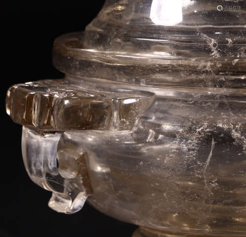 A CRYSTAL DOUBLE EAR TRIPOD CENSER