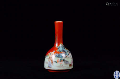 A FAMILLE ROSE CHARACTER STORY PATTERN ZUN VASE