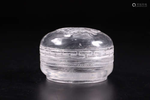 A CRYSTAL GANODERMA SHAPED INK BOX