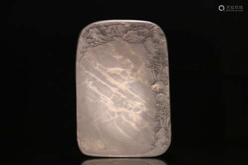 A DUAN STONE CARVED ICE PATTERN INK SLAB