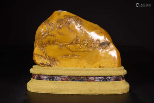 A TIANHUANG STONE CARVED LANDSCAPE ORNAMENT