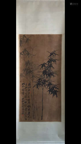 A BAMBOO PATTERN VERTICAL AXIS PAINTING