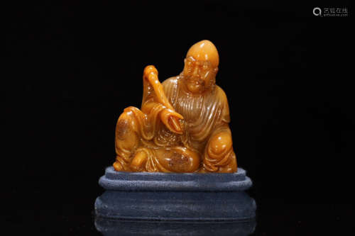 A TIANHUANG STONE CARVED LUOHAN BUDDHA