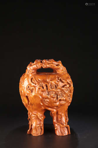 1912-1949, A BURL PATTERN BOXWOOD CENSER, THE REPUBLIC OF CHINA