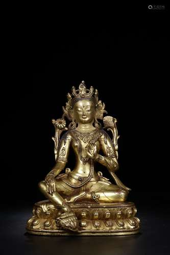 A GILT BRONZE DUMU BUDDHA