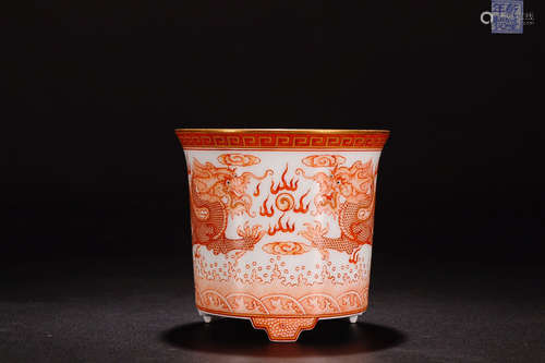 A QIANLONG MARK IRON RED GLAZE BOWL