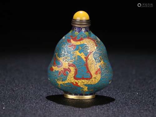 A CLOISONNE DRAGON PAINTED SNUFF BOTTLE