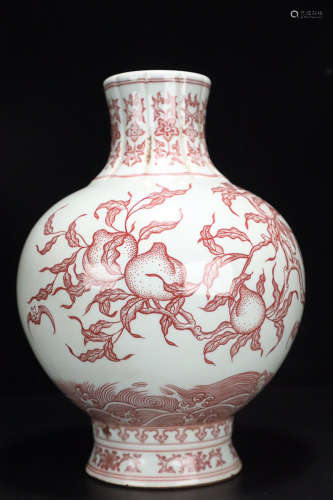 17-19TH CENTURY, A STORY DESIGN FAMILLE ROSE VASE, QING DYNASTY