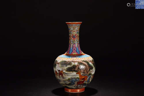 A QIANLONG MARK ENAMELED VASE