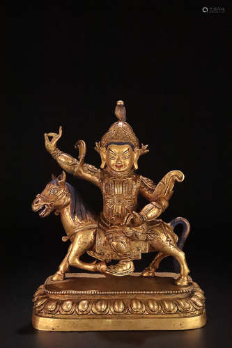 A STORY DESIGN TIBETAN GILT BRONZE BUDDHA STATUE