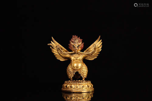 A GILT BRONZE BIRD  STATUE ORNAMENT