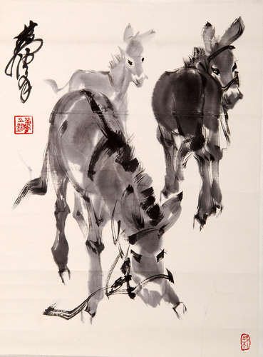 CHINESE SCROLL PAINTING OF DONKEY