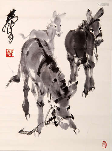 CHINESE SCROLL PAINTING OF DONKEY