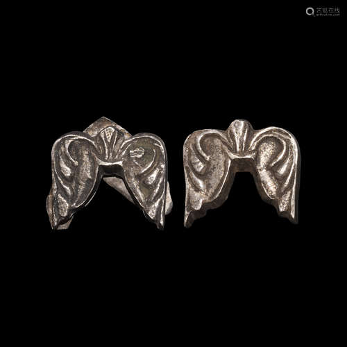 Byzantine Silver Chape Mount Pair