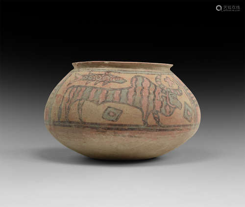 Indus Valley Mehrgarh Painted Vessel with Animals