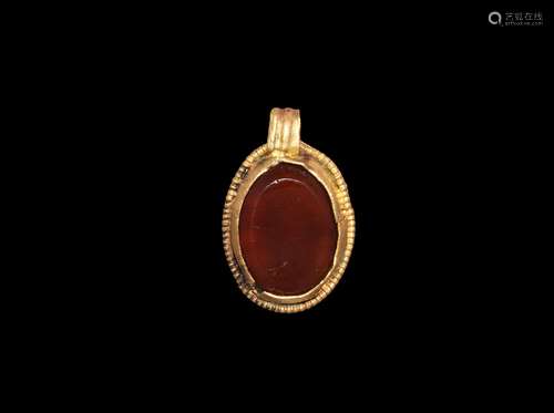 Saxon Gold and Carnelian Pendant