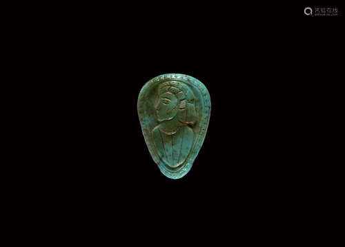 Western Asiatic Turquoise Gemstone with Bust