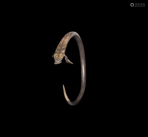 Iron Age Celtic Gilt Silver Bracelet with Axe Pendants