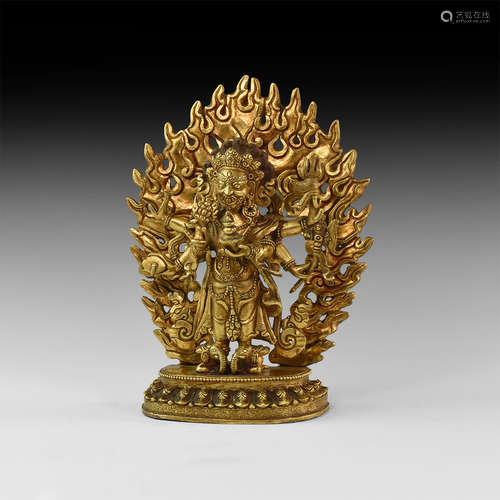 Tibetan Gilt Dzambhala Figurine