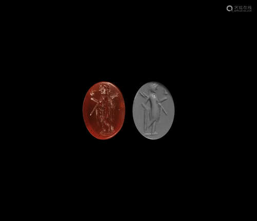 Roman Intaglio Gemstone with Standing Goddess