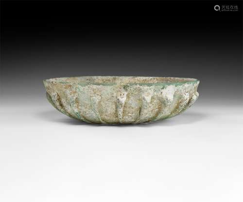 Roman Large Ribbed Green Bowl