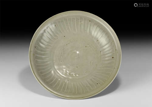 Chinese Longquan Celadon Glazed Shallow Dish