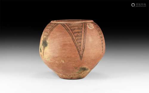 Large Central Asian Storage Jar with Geometric Ornament