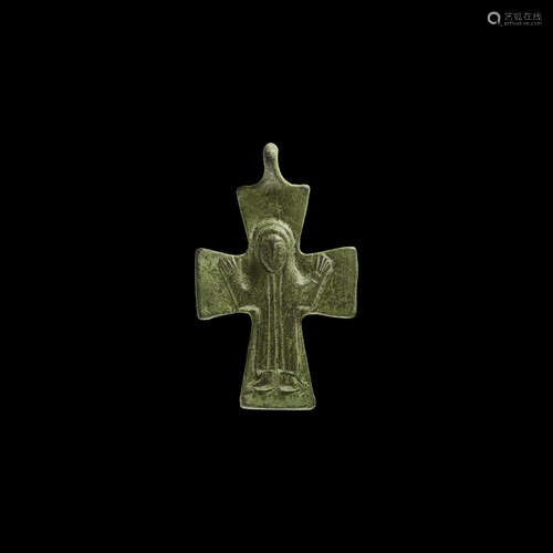 Byzantine Cross Pendant with Saint