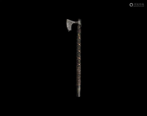 Viking Battle Axe with Decorated Shaft