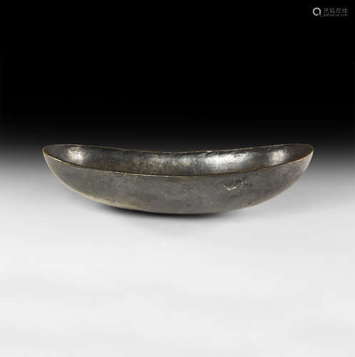 Western Asiatic Sassanian Boat-Shaped Silver Bowl