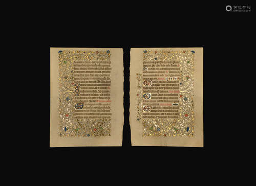 Medieval Parisian Book of Hours Manuscript Page