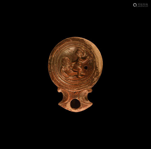 Roman Oil Lamp with Erotic Scene