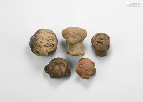 Pre-Columbian Terracotta Head Group