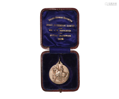 Shire Horse Society - 1909 - Cased Silver Award Medal