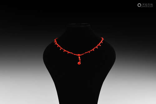 Post Medieval Red Glass Bead Necklace