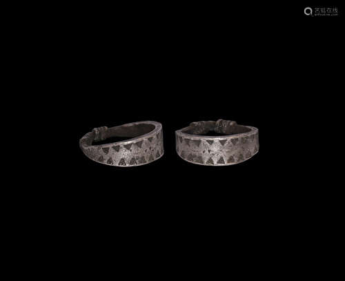 Viking Silver Ring with Stamped 'Wolf's Tooth' Design