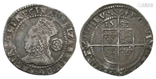 Elizabeth I - 1582 - Muled Mintmarks Threepence