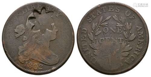 USA - 1802 - Countermarked Draped Bust Cent